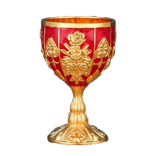 Zxarunas Copa Vino Cáliz de cáliz Vintage 3.4oz Grabado Medieval Copa de Licor de Vino Bronce Casas bebedoras Reales Copa Vino Cristal