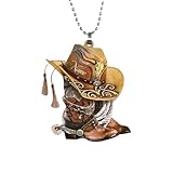 Cowboy Boots Hats Car Rear View Mirror Charm, Car...