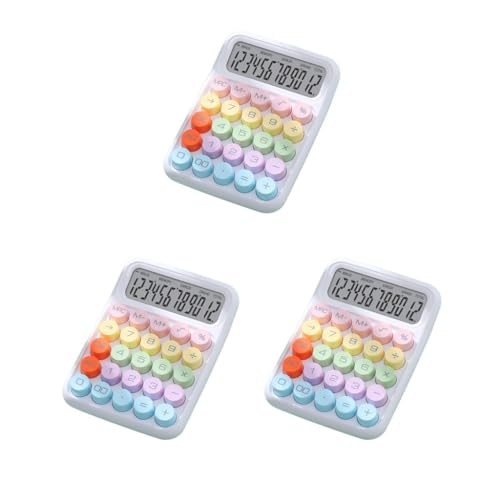 Calculatrice mécanique 16x11x2 cm lot de 3 avec boutons portables blancs