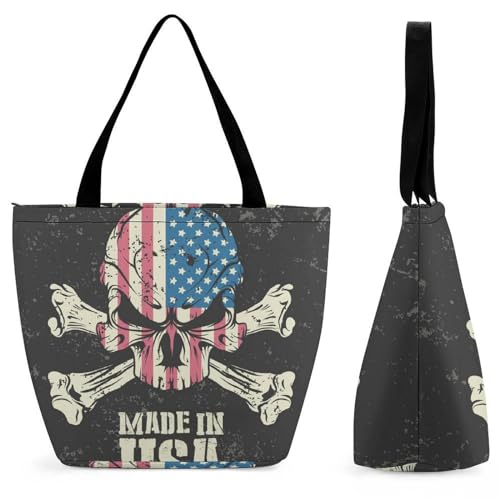 Sac à main crâne américain pour femme grand cabas de shopping et voyage 32cm