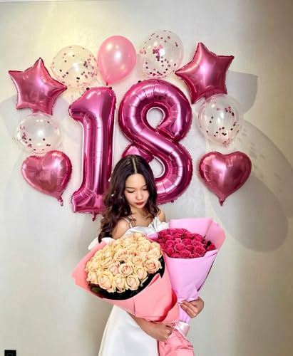Image of 0 Balloon 40 inch Pink Number Balloons for 10th Birthday Party Decoration | Saturated Color, Large 40 in, With Straw & Hanging Hole, For Back-to-School Season, Wedding, Christmas, New Year, Anniversary
