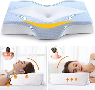 Cervical Memory Foam Pillow for Neck Pain Relief, Ergonomic Contour Pillow for Sleeping, Orthopedic Neck Support Pillow with Cooling Pillowcase for Side Back and Stomach Sleepers