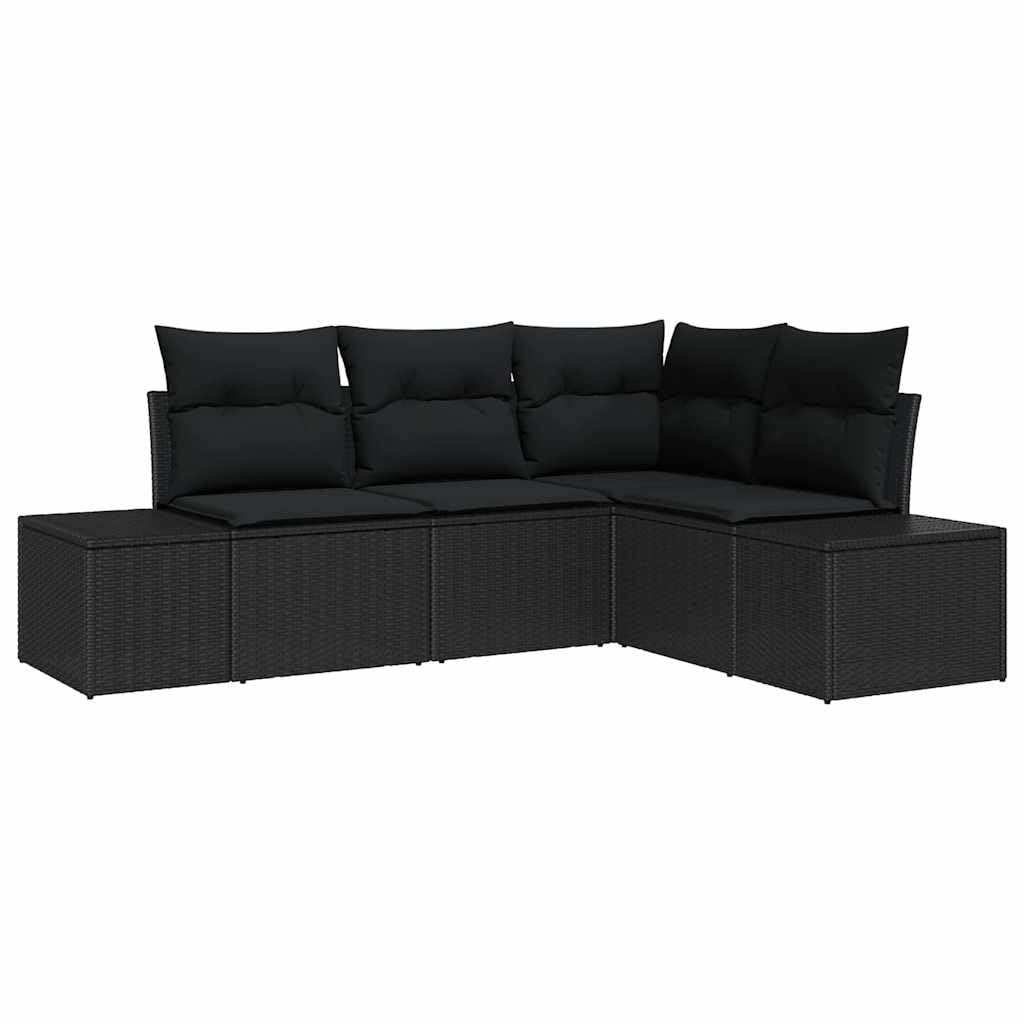 Canapé de jardin modulaire 4 pièces, salon de jardin avec rangement