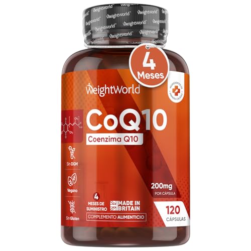 Coenzima Q10 200 mg de concentração de 120 cápsulas veganas, todo o poder da biquinona CoQ10, sem glúten, sem lactose e sem OGM para 4 meses de fornecimento
