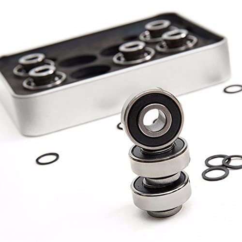 NOVOCE Rolamentos 8 peças 608RS Contas de aço cromado Rolamentos dedicados para skate ABEC-9 Longboa