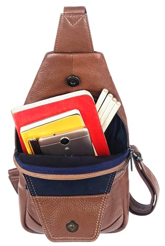 Image of WildHorn Leather Sling Crossbody Bag for Men, Stylish Chest Shoulder Bag for Men Women, Adjustable Strap for Commuting Travel Outdoor Activities Cycling