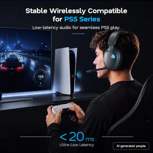 Image of AOC 2.4GHz Wireless Gaming Headset for PS5, PS4, Switch, 45Hr, Space Gray