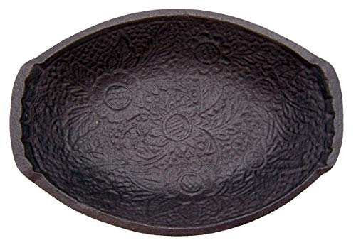 47Th & Main Durable Black Cast Iron Bowl, Medium, Ornate Oval #TOP5