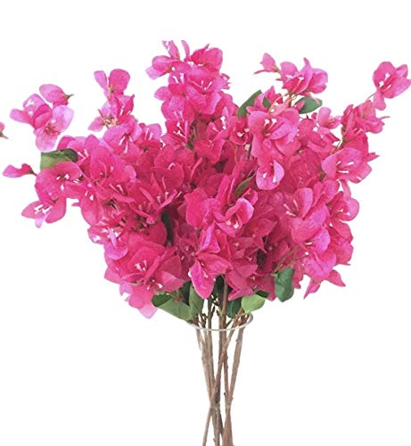 Jiumengya 5Pcs Bougainvillea Glabra Artificial Floor Mounted Fake Bougainvillea Spectabilis Flower 31.5" For Wedding Centerpieces Decorative Flowers (Hot Pink) #TOP28