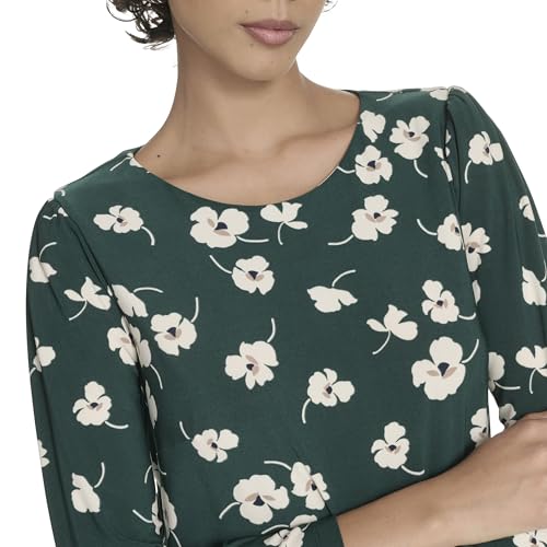 Image of Tommy Hilfiger Women's 3 /4 Sleeve Crew Neck Double Ruffle Hem Jersey Shift Mini Dress