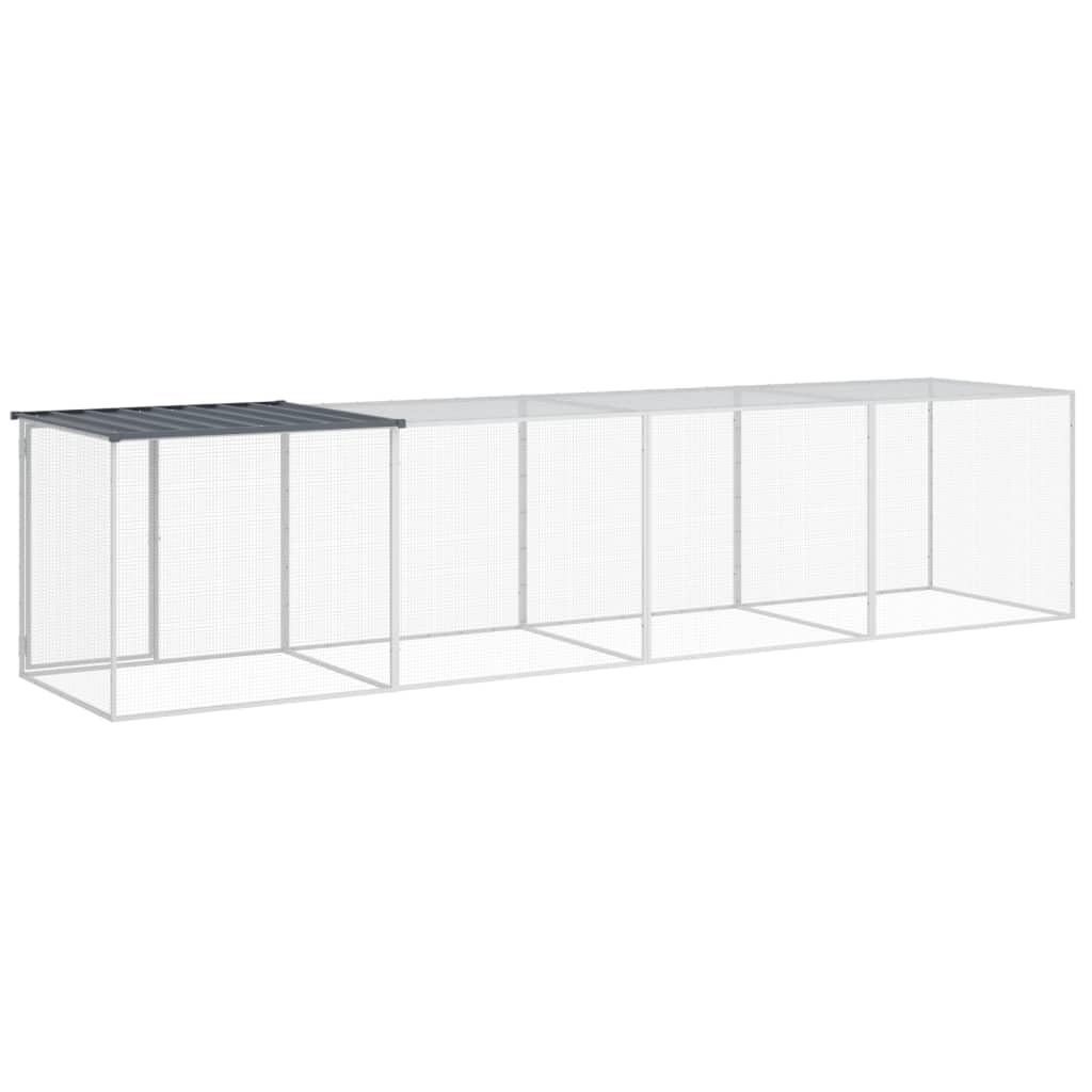 Hühnerkäfig mit Dach Anthrazit Verzinkter Stahl 403x98x90 cm mit Tür Riegel Schutz für Kleintiere und Kaninchenstall Outdoor Garten Freigehege Meerschweinchenkäfig