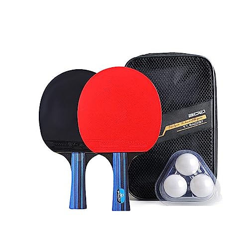 Goodern Ping Pong Paddle Set Professional Table Tennis Racquets Set with 3 Ping Pong Balls and Case All-in-One Portable Table Tennis Paddle Premium Rackets Play Anywhere Indoor/Outdoor Family Fun-Long