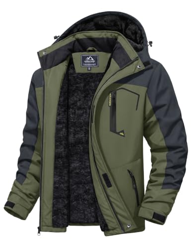 Image of MAGCOMSEN Men's Winter Coats Waterproof Ski Snow Jacket Warm Fleece Jacket Parka Raincoats With Multi-Pockets| Standard Length