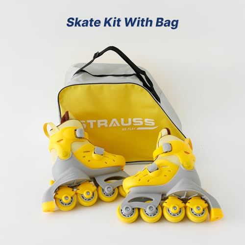 Image of Strauss Convertible (Inline /Roller) Skates | Size S adjustable 17-21.5 cm | LED Light Wheels | Skates for Boys & Girls | No tools required | Detachable Liner for Cleaning | With Brakes | EU 31-34 Size