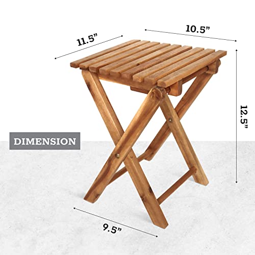 Litada Small Patio Table (Set Of 1) Acacia Wooden Small Table, Side Table, Coffee End Table, Small Square Folding Side Table, Plant Stand Mid Century Easy Assembly Modern Home Decor (Natural Color) #TOP2