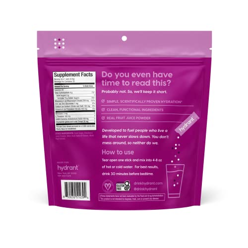 Hydrant Sleep Hydration Powder – Rest And Recovery Drink Mix – Fast-Acting Blend Of Melatonin, L-Theanine, Gaba, Magnesium & Chamomile – Elderberry Electrolyte Powder (Elderberry, 30 Pack) #TOP5