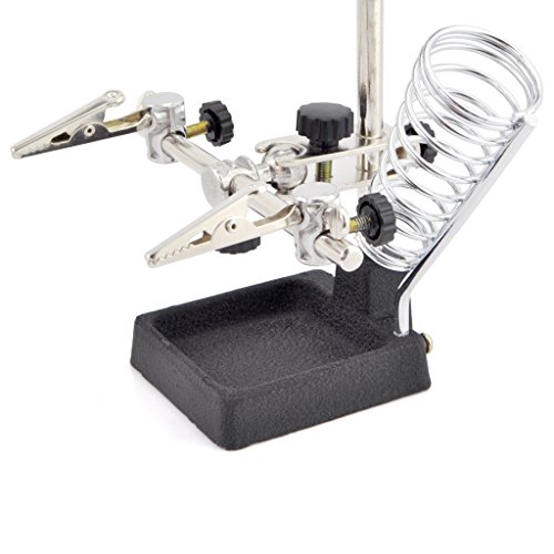 OLLGEN LED Soldering Station,Third Hand Soldering Solder Iron Stand with Alligator Clip,2X Main Lens 6X Accessory Lens,2 LED Lighting - Thumbnail 4