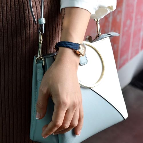 انيفت سوار ساعة للنساء 12 ملم 14 ملم 16 ملم 18 ملم 20 ملم، سوار بديل من الجلد المحبب على شكل سحلية، مشبك ازرق/فضي، 14 ملم، سوار