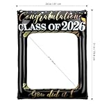 Graduation Decorations Class of 2026 Graduation Photo Booth Frame, Inflatable Selfie Grad Frame Photo Props, Black Gold Congratulate Frame Prop for 2026 Grad Party Favor Supplies - Image 2