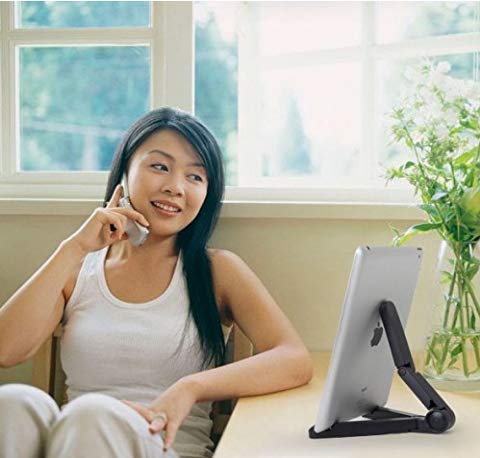 Image of Combo Offer Adjustable Multi-Angle Tablet Holder Stand with Plastic Body Foldable Mobile Phone Stand Holder Dock Mount for Mobile Cell Phones, Smartphones, Tablets