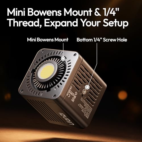 Image of ULANZI C60 60W Bi-Color COB Video Light, Mini Bowens Mount LED Photography Continuous Output Lighting, 2500K-6500K CRI≥95 8 Effects 3300mAh Rechargeable Handheld Spotlight with DC /Type-C, 1 /4 inch Thread