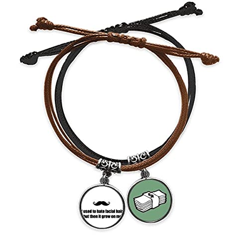 Chiste de barba pulsera de cuero ajustable y cadena de mano masculina