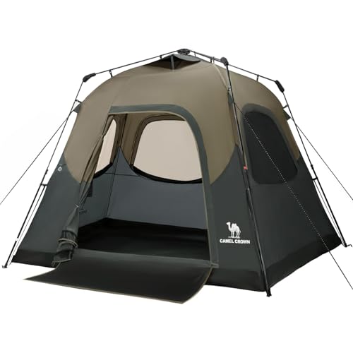 CAMEL CROWN Instant Tents for Camping 2-4 Person Tent Waterproof Easy Setup Sets Up in 60 Seconds Backpacking Tents with Carry Bag for Outdoor Hiking Sandy Brown