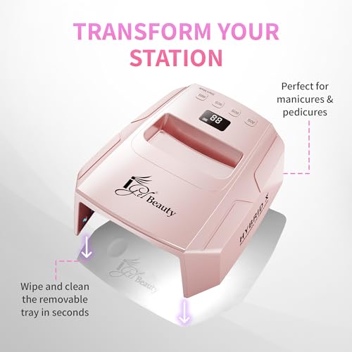 Image of Hybrid - X Nail Lamp - 48W UV /LED Nail Dryer, Wireless Rechargeable, Smart Timer, Removable Tray, Cordless Gel Nail Lamp for Manicure Pedicure