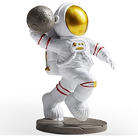BANOMII Dunk Astronaut Figure Statue, Outer Space Themed Bedroom Decor, Resin Astronaut & Planet Figurine Sculpture Ornament for Room Shelf & Desk Decor, Spaceman Cake Topper Decoration Model Cover