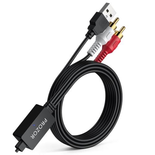 PROZOR 192kHz Optical to RCA Male Converter 6ft Cable