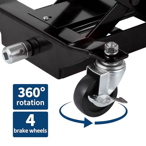 Image of Garvee Transmission Jack 450 LBS Capacity: Low Profile Lift with 2M Safety Straps & 4 Brake Wheels, 7-23 Inch Range for Car & Truck Repair (Black)