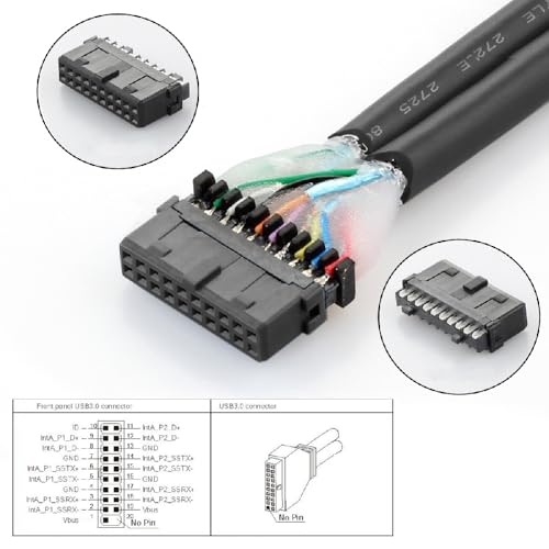 Image of cablecc Internal Motherboard 19-Pin & Type-E to 5Gbps Dual Ports (USB-C + USB 3.0) PCIe Bracket for PC Case Rear I /O Panel