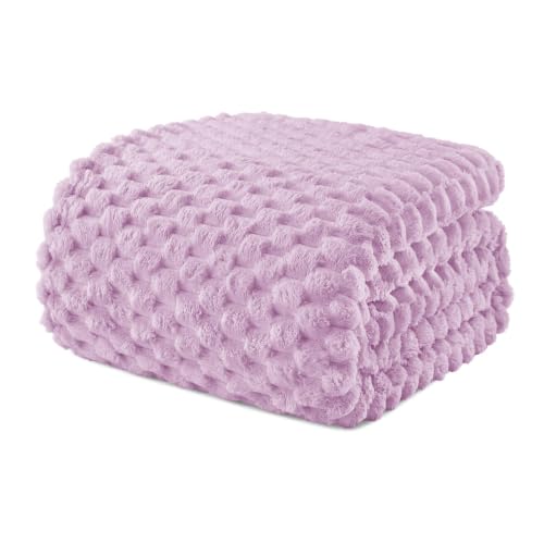 Image of Exclusivo Mezcla 3D Fleece King Size Blanket for Bed, Lilac Purple | Extra Soft Fuzzy Plush Lightweight Bed Blankets, Cozy Fluffy Decorative Blankets for All Seasons, 90x104 Inches