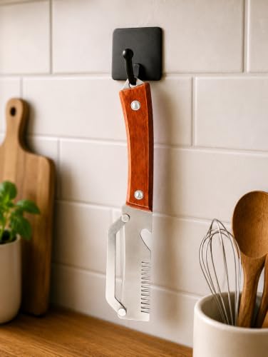 Image of Multi-Functional Stainless Steel Vegetable Peeler with Wooden Handle (3 in 1 Peeler)