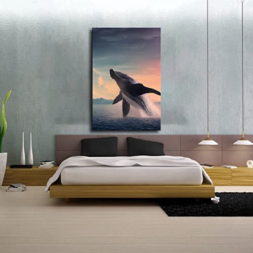 Wall Decor Whale Out Of Water By Anthony Casey Poster Wall Art Printing Picture Canvas Home Decor Room Decor Painting (24X36Inch-No Framed) #TOP2