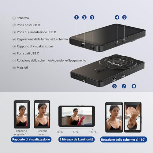 Image of NEEWER Basics 4 inch Magnetic Vlog Selfie Monitor Screen, 4K 120fps Wired Recording, Back Camera Monitor with Remote for TikTok Video Streaming, Only Compatible with iPhone 17 16 15 Series, M4C