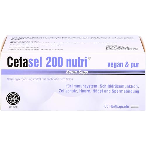 Cefasel 200 nutri Selen-Caps für Immunsystem, Schilddrüsenfunktion, Zellschutz, Haare, Nägel und Spermabildung, 60 St. Kapseln
