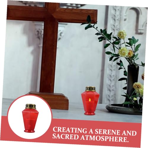 Velas led hexagonales de cementerio y jardín para decoración religiosa sin batería, pack de 2 7