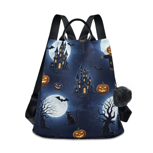 Mochila espeluznante para mujer con bolsillo trasero con cremallera para evitar robos en ciudad