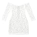 Tosmifairy Women's Mini Fishnet Lingerie Dress Sexy Off The Shoulder Sleepwear Chemise Stretchy Bodysuit,One Size (White)