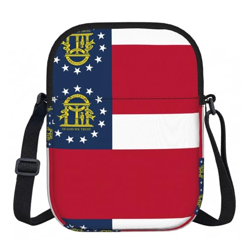Image of Georgia State Flag Print Crossbody Phone Purse Anti Theft, Small Crossbody Bag With Zipper And Adjustable Strap