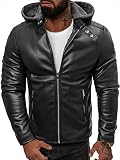 OZONEE Herren Lederjacke Kunstlederjacke Kunstleder Farbvarianten Jacke Bikerjacke Übergangsjacke Herrenjacke Leder Echtlederjacke Echtleder Wildleder Biker 777/2438K SCHWARZ XXL