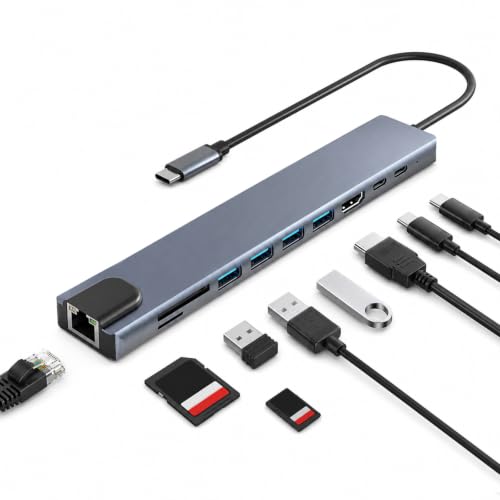 Hub USB-C 10 en 1 con Ethernet rápido y carga PD de 87W para optimizar tu portátil