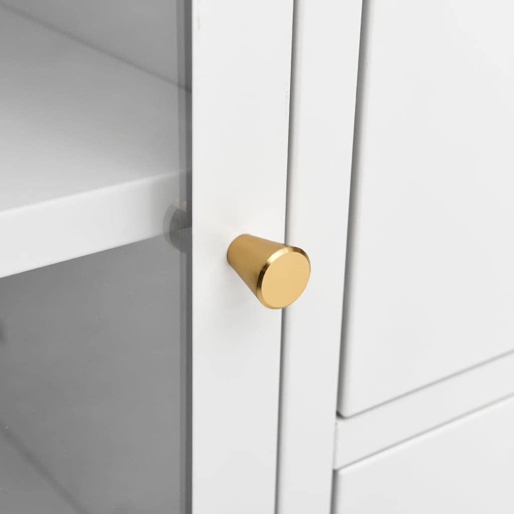 Modern White Steel Sideboard with Adjustable Shelves and Three Drawers for Living Room Bedroom Storage Furniture