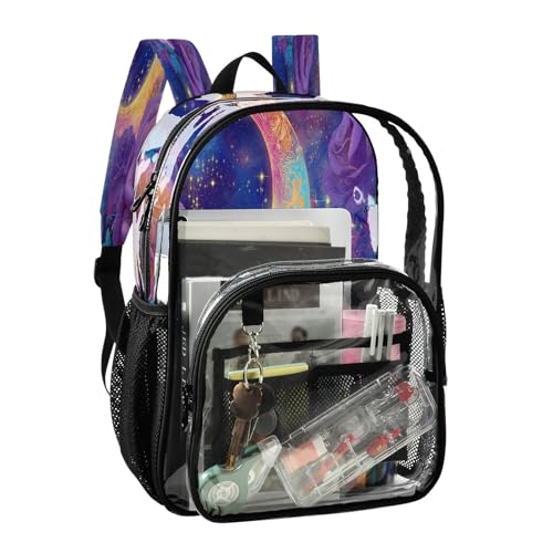 Vibrant Flowing Roses Clear Backpack - Stadium Approved Large 15.7-inch Waterproof Transparent Bag for Sports, Concerts, Work, Travel#4802
