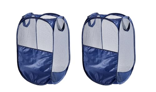 WEBEASY Laundry Basket, 2pcs Pack Foldable Laundry Hamper Pop Up with Durable Handles