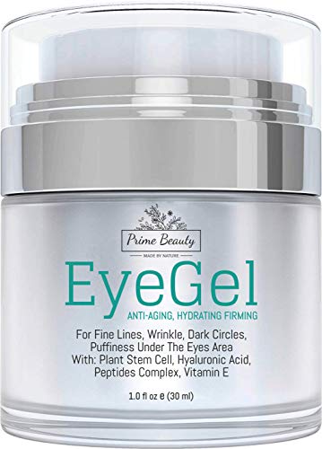 Prime Beauty Eye Gel for Puffiness, Wrinkles, Bags, Fine Lines, Dark Circles Under and Around Eyes With Hyaluronic Acid, Jojoba, Peptides, Organic Anti Aging, Skin Firming Blend for Men & Women