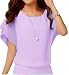 VIISHOW Women's Loose Casual Short Sleeve Chiffon Top T-shirt Blouse (XL, Purple)