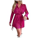 Midi Röcke Dirndlbluse Spitze, Strickröcke Große Größen Abendkleider Gesmoktes Kleid Ballkleid Langarm Herbstkleid Grün Kleidung Auf Rechnung Bohemian Kleider Online Shop (1-Heißes Rosa, L)