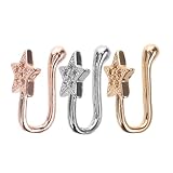 jojofuny Anillos de Nariz Falsos para Mujer Diseño sin Perforación, Forma de Estrella Circonitas, Material de Cobre y Zircon, 3 Piezas para Diversas Ocasiones